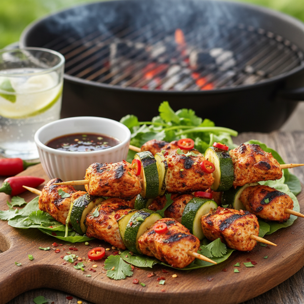 Spicy Grilled Chicken and Zucchini Skewers recipe