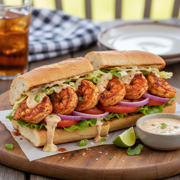 Spicy Grilled Shrimp Po’ Boy Delight recipe