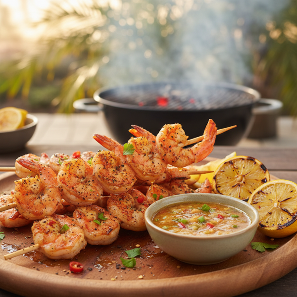 Spicy Grilled Shrimp Skewers with Zesty Creole Butter recipe