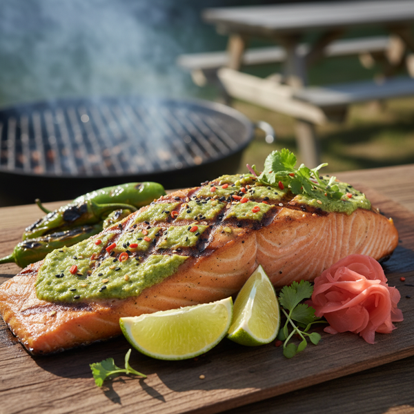 Spicy Grilled Wasabi-Infused Salmon recipe