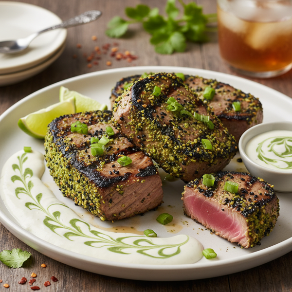 Spicy Grilled Wasabi Tuna Steaks with Creamy Sauce recipe