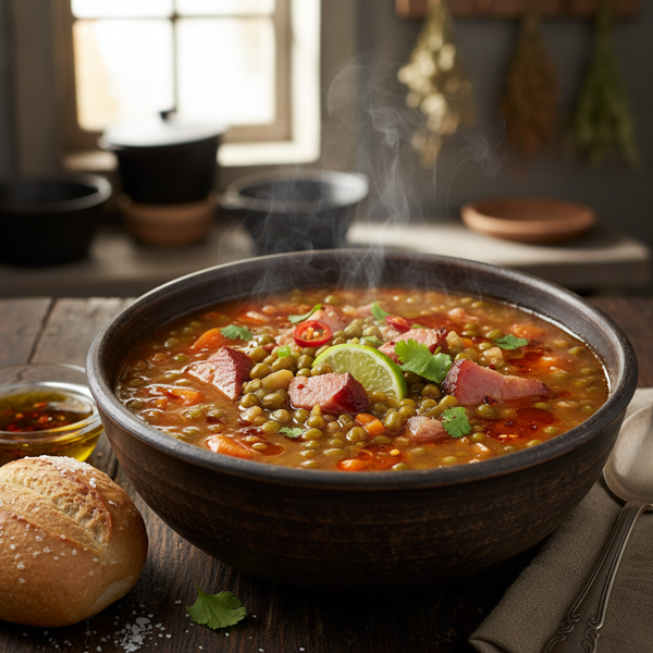 Spicy Hearty Mung Bean & Ham Soup recipe