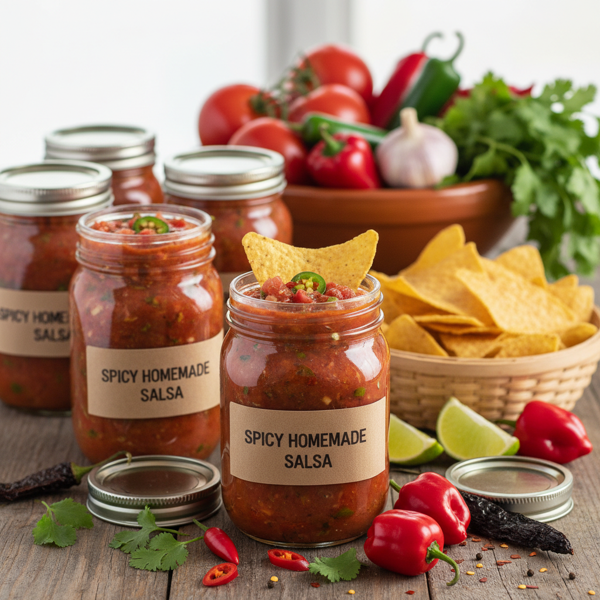 Spicy Homemade Canned Salsa recipe