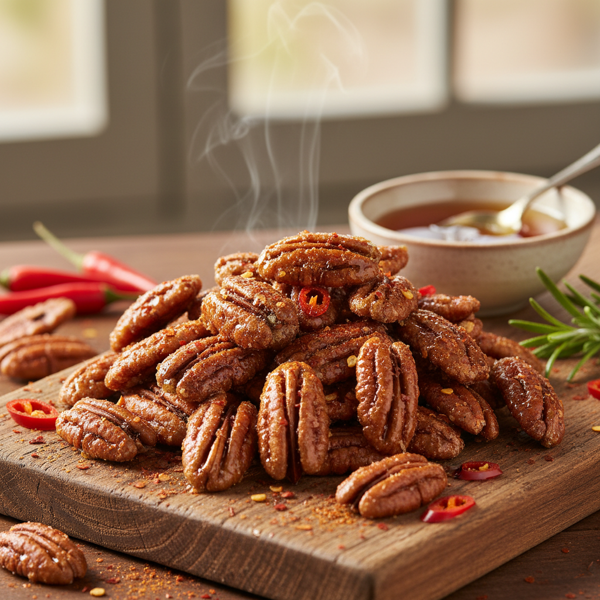 Spicy Honey Roasted Pecans recipe
