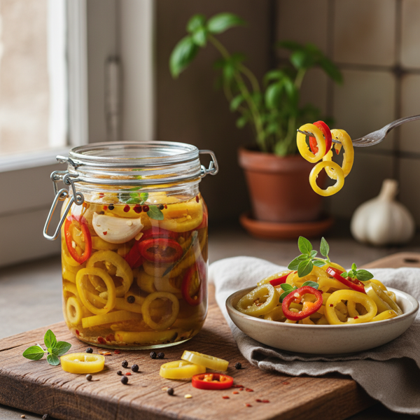 Spicy Italian-Style Pickled Banana Peppers recipe