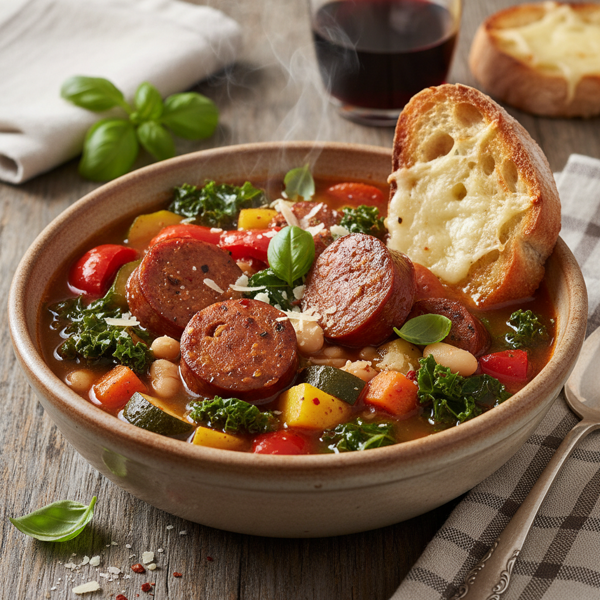 Spicy Italian Sausage Vegetable Medley Soup recipe