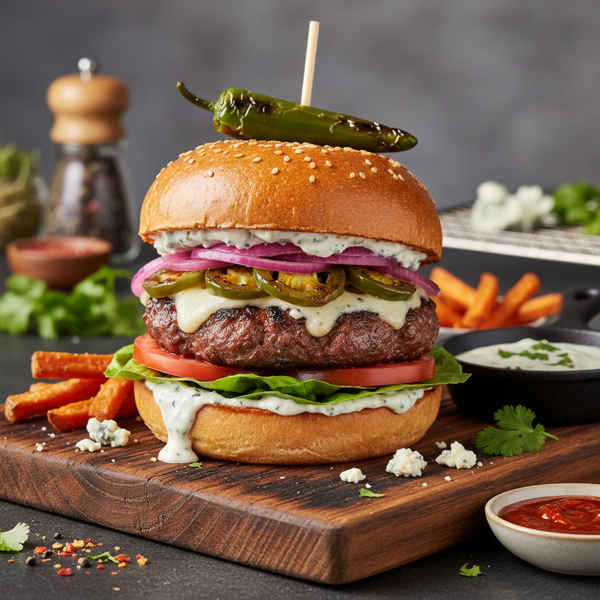 Spicy Jalapeno-Blue Cheese Burgers recipe