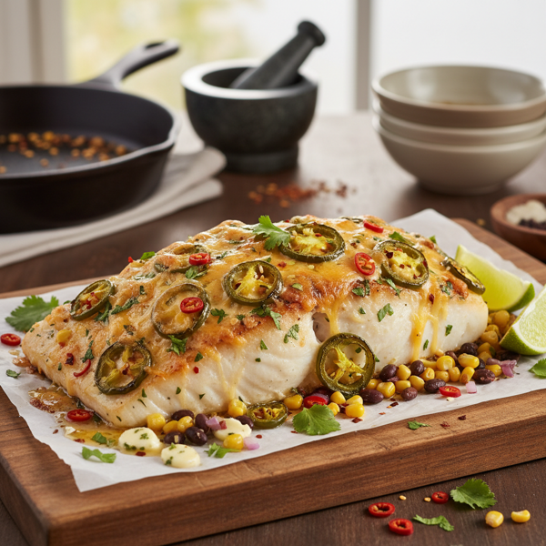 Spicy Jalapeño Baked Halibut recipe
