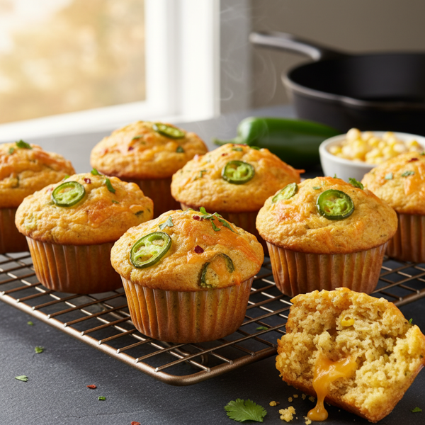 Spicy Jalapeno Cheddar Corn Muffins recipe