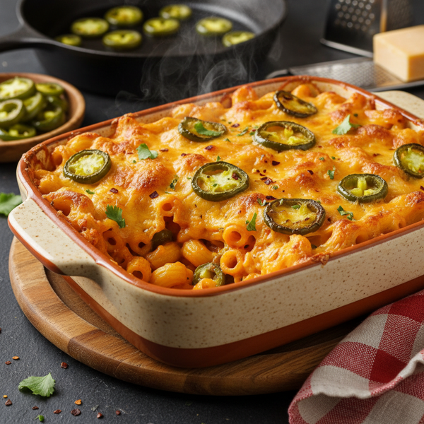 Spicy Jalapeno Cheddar Mac & Cheese Casserole recipe
