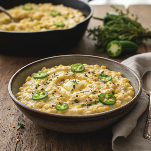 Spicy Jalapeño Corn Grits with Thyme recipe