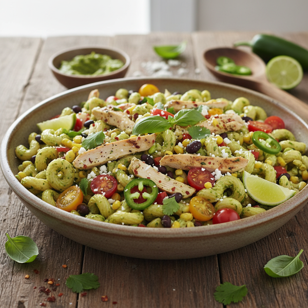 Spicy Jalapeño Pesto Chicken Pasta Salad recipe