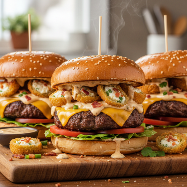 Spicy Jalapeño Popper Cheeseburgers recipe