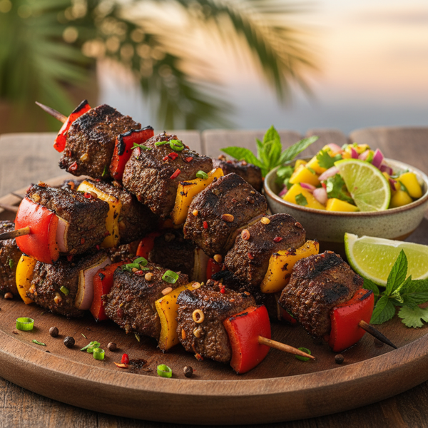 Spicy Jamaican Jerk Beef Skewers recipe