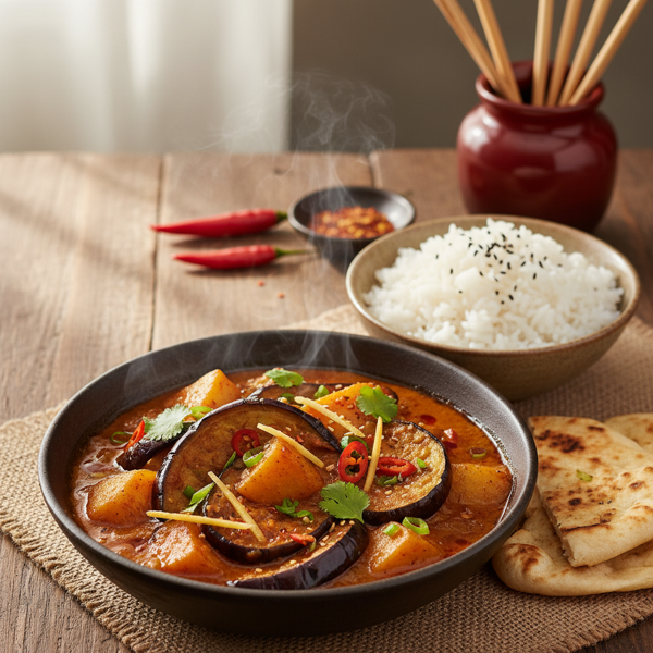 Spicy Japanese Eggplant and Potato Curry recipe