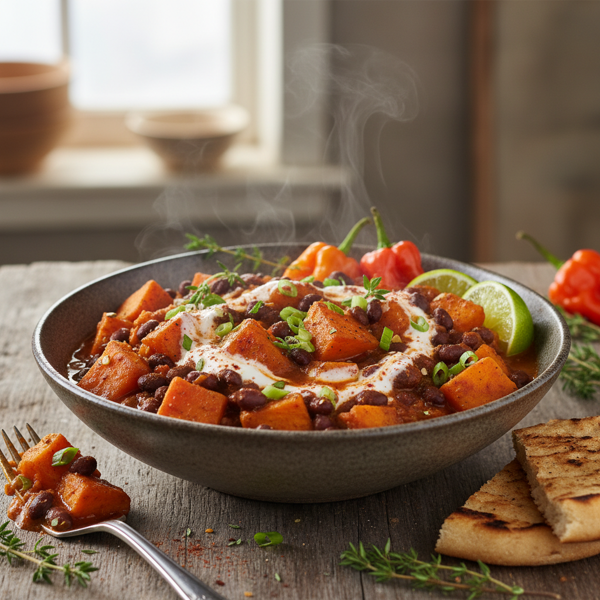 Spicy Jerk Sweet Potato & Black Bean Stew recipe