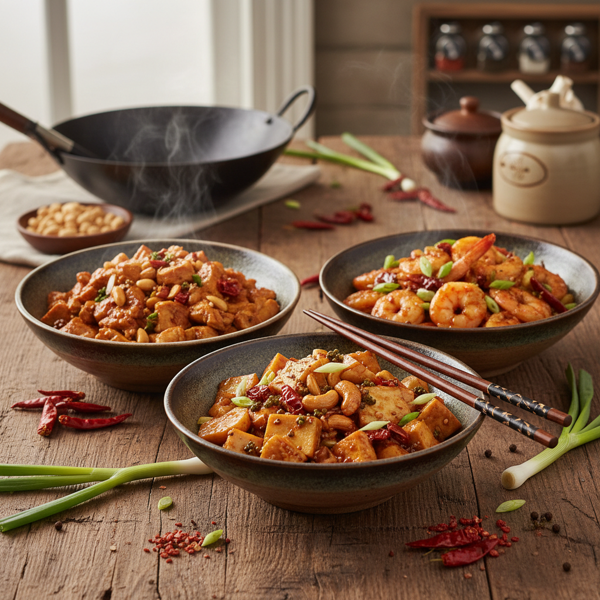 Spicy Kung Pao Stir-Fry Trio recipe