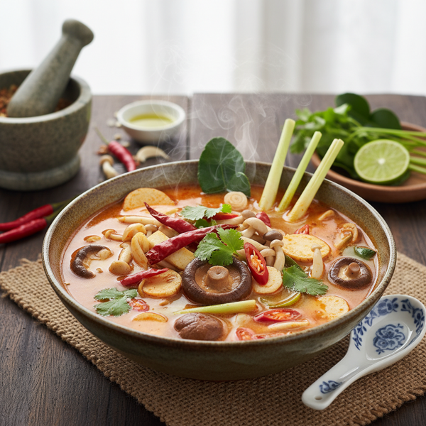 Spicy Lemongrass Mushroom Soup (Tom Yum) recipe