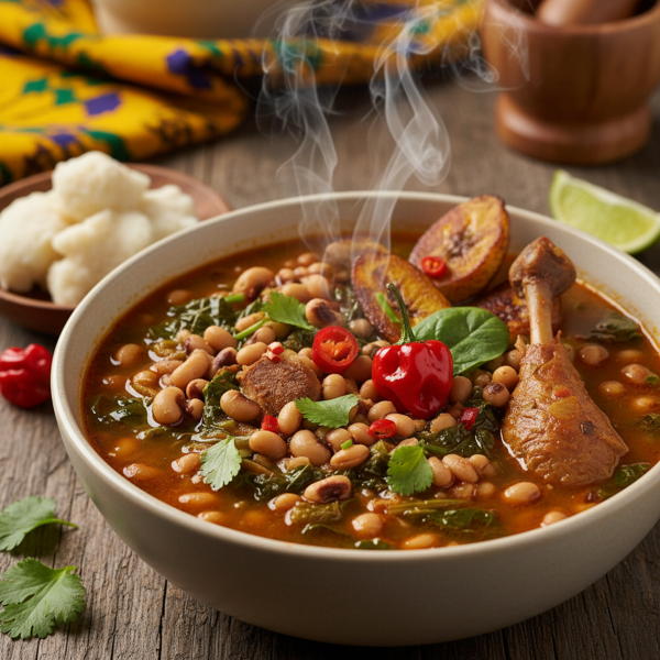 Spicy Liberian Black-Eyed Pea Soup with Greens recipe
