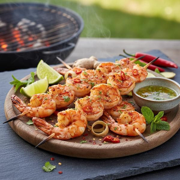 Spicy Lime & Ginger Grilled Prawns recipe