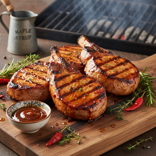 Spicy Maple-Glazed Grilled Pork Cutlets recipe