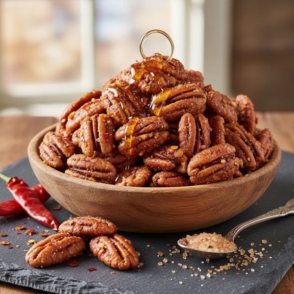 Spicy Maple Roasted Pecans recipe