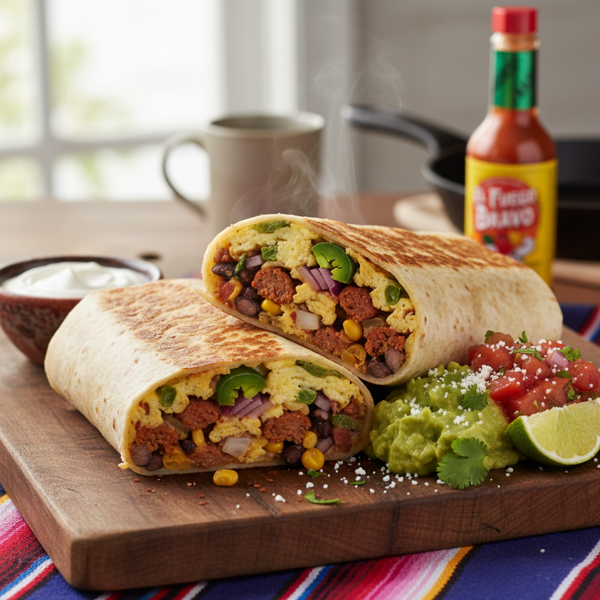 Spicy Mexican Breakfast Burritos recipe
