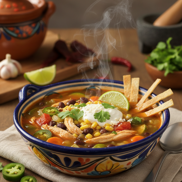 Spicy Mexican Chicken and Veggie Soup recipe