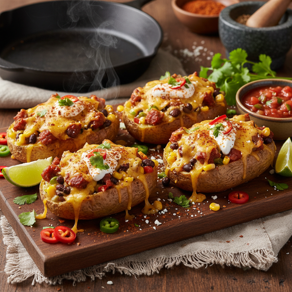 Spicy Mexican Style Twice Baked Potatoes recipe