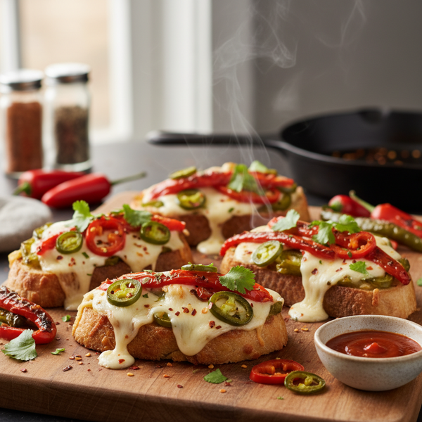 Spicy Mozzarella Chile-Cheese Toasts recipe