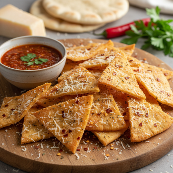 Spicy Parmesan Pita Chips recipe