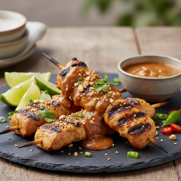 Spicy Peanut Grilled Chicken Thighs Satay recipe
