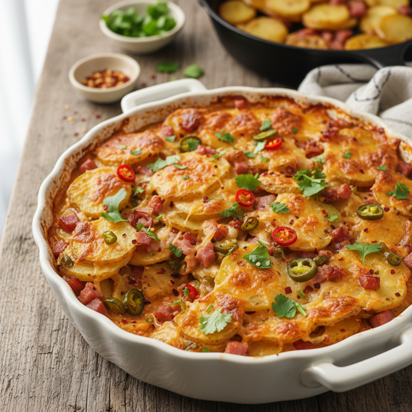 Spicy Pepper Jack Ham and Potato Bake recipe