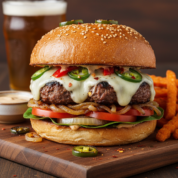 Spicy Pepper Jack Jalapeno Stuffed Burgers recipe