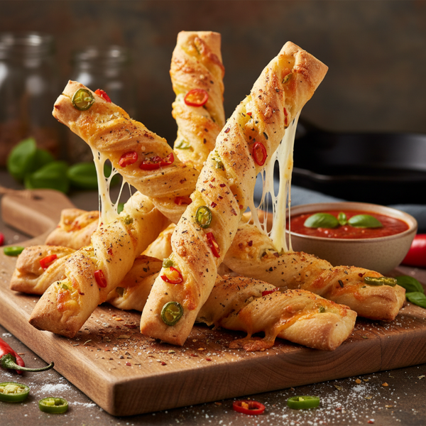 Spicy Pepperjack Twisted Breadsticks recipe