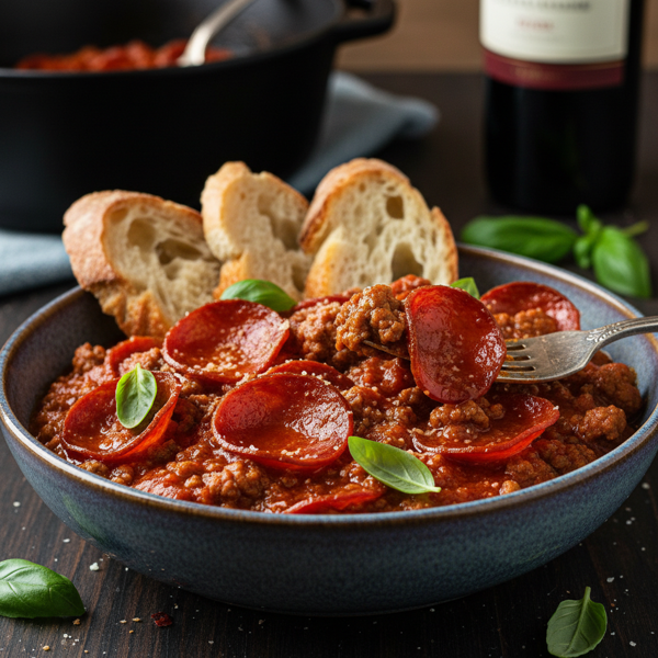 Spicy Pepperoni and Beef Marinara recipe