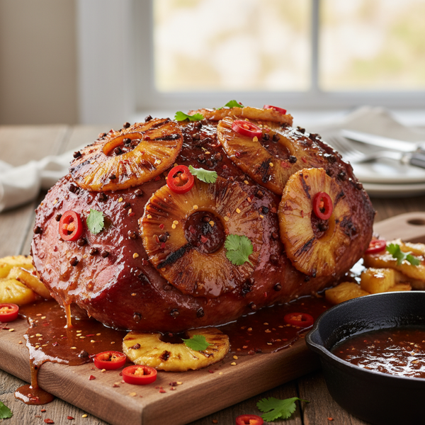 Spicy Pineapple-Glazed Ham recipe
