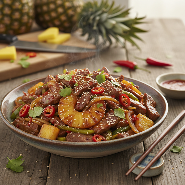 Spicy Pineapple Beef Stir-Fry recipe