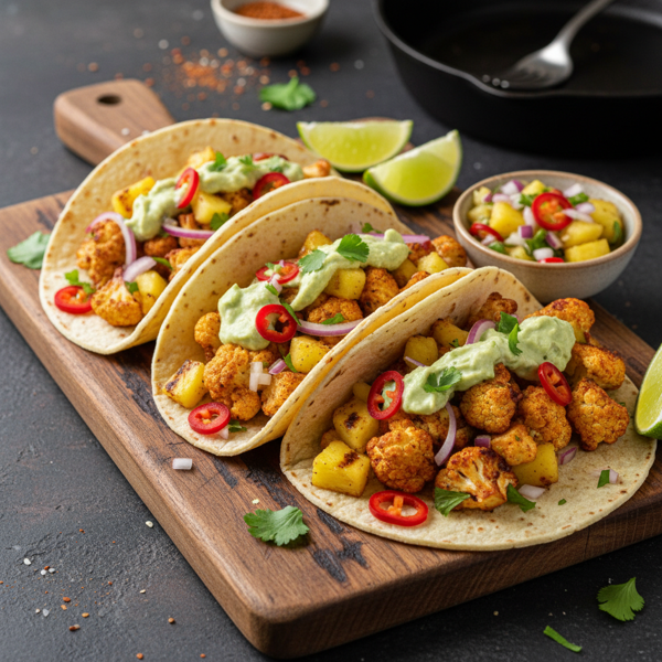 Spicy Pineapple Cauliflower Tacos recipe