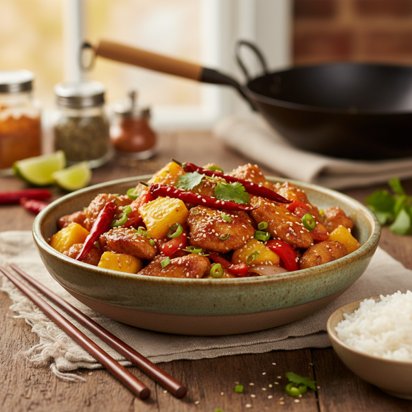 Spicy Pineapple Hakka Chicken Delight recipe