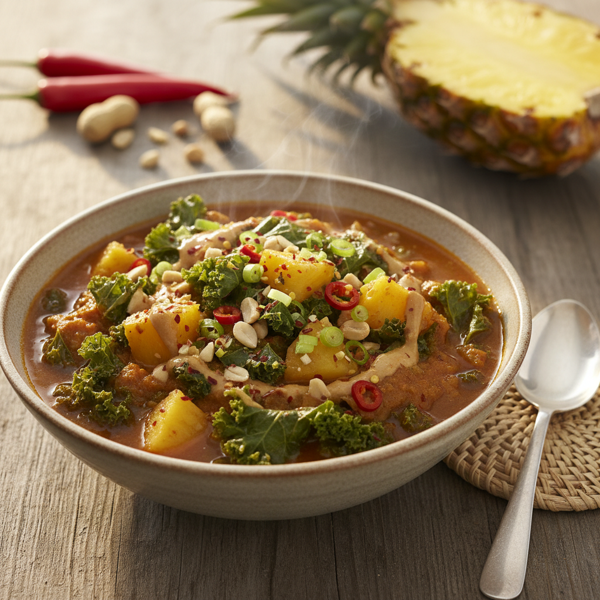 Spicy Pineapple and Peanut Kale Stew recipe