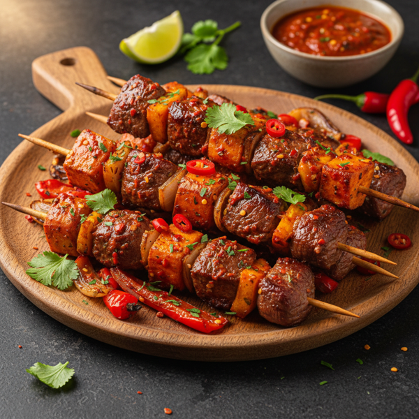 Spicy Piri-Piri Venison and Sweet Potato Kabobs recipe