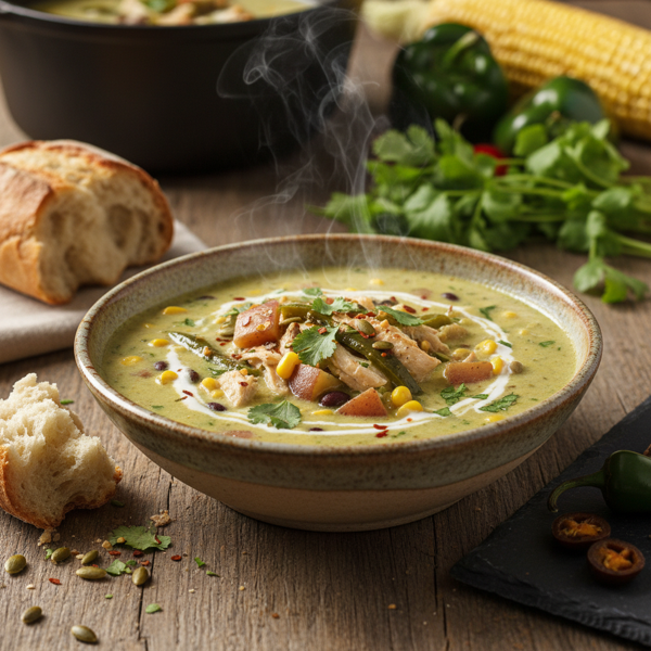 Spicy Poblano Chicken Chowder recipe