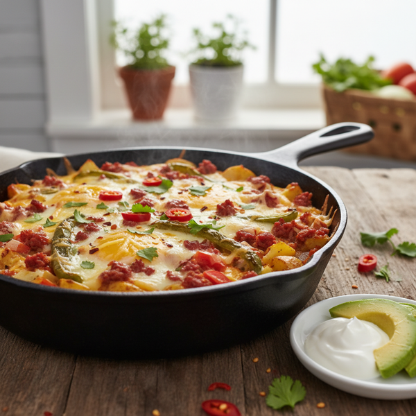 Spicy Poblano Chorizo Breakfast Bake recipe