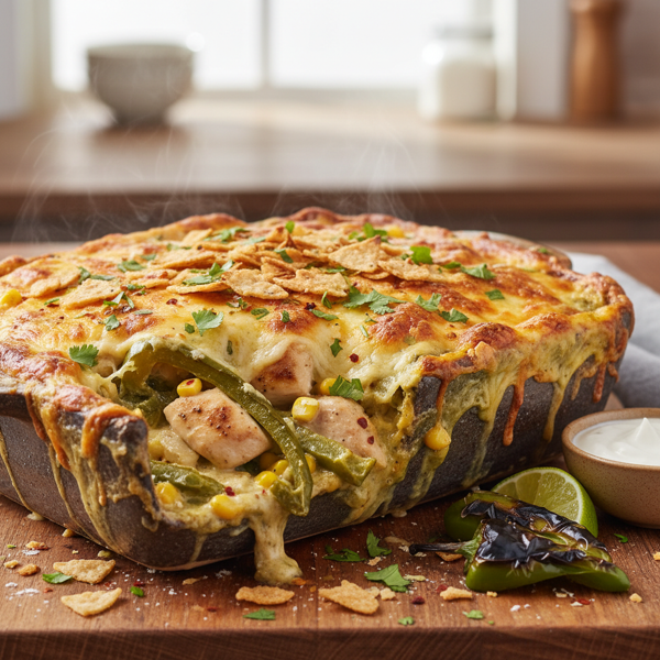 Spicy Poblano Cream Chicken Bake recipe