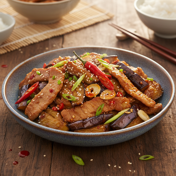 Spicy Pork and Eggplant Stir-Fry in Garlic Sauce recipe