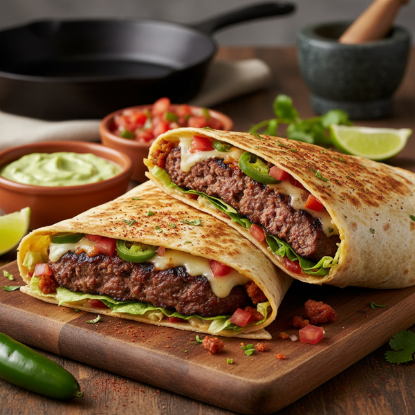 Spicy Quesadilla Burger Wraps recipe
