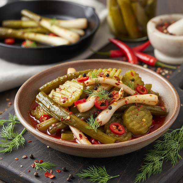 Spicy Ramp & Dill Pickle Medley recipe