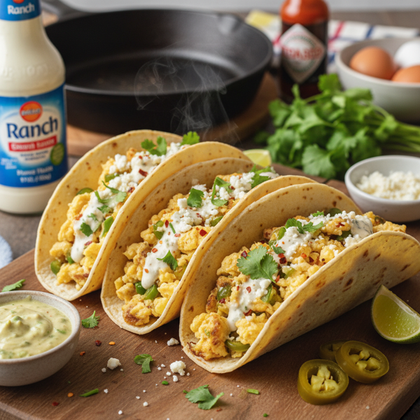 Spicy Ranch-Style Scrambled Eggs Tacos recipe