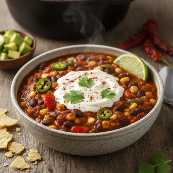 Spicy Roasted Corn & Black Bean Chili recipe